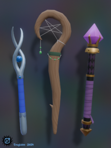 3D models of three magic wands